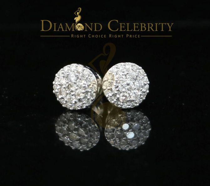 DiamondCelebritees 10K Real White Gold Real Diamond 0.55CT Men's/Women's Stud Round Earring