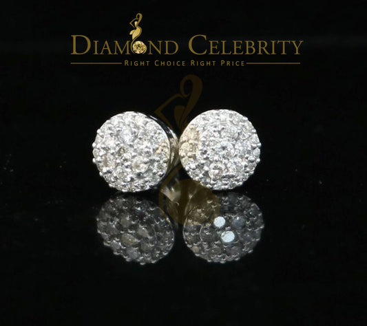 DiamondCelebritees 10K Real White Gold Real Diamond 0.55CT Men's/Women's Stud Round Earring