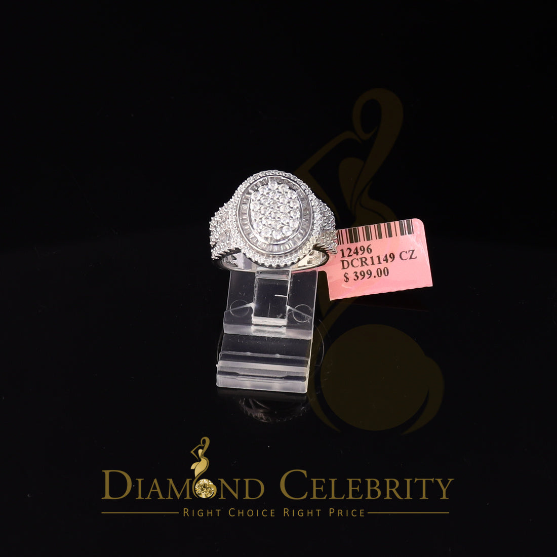 DiamondCelebritees 925 Sterling silver White Cubic Zirconia 5.0ct Oval Womens Engagement Ring SZ 8