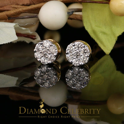 DiamondCelebritees 1.25CT Real Diamond with 10K Real Yellow Gold Men's/Women's Stud Earrings
