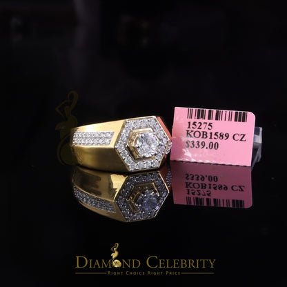 DiamondCelebritees 925 Yellow Sterling Silver Cubic Zirconia 2.44ct Men Ring Size 9