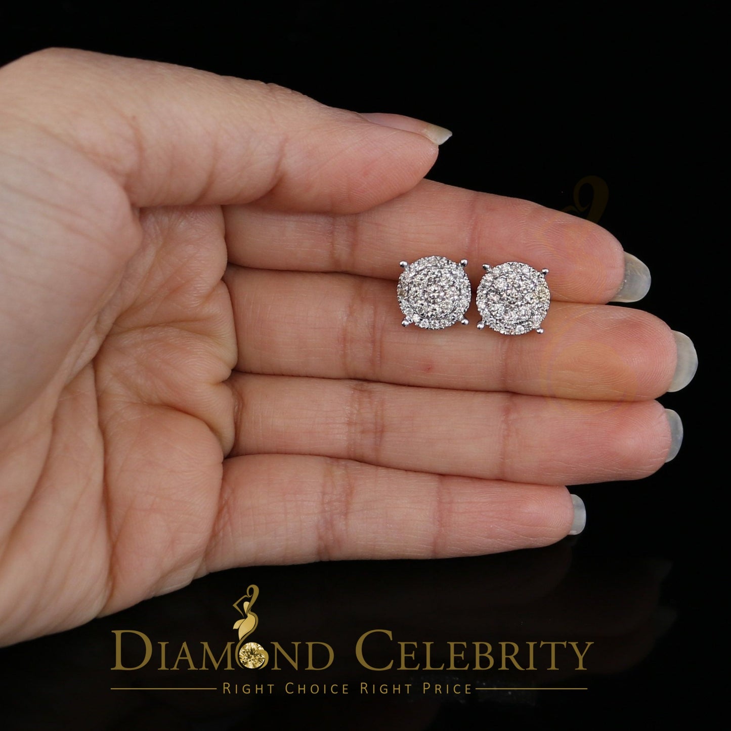 DiamondCelebritees Men's/Women's 10K Real Yellow Gold with 1.20CT Real Diamond Stud Earrings