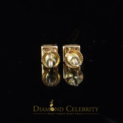 DiamondCelebritees 925 Yellow Silver 0.05ct Sterling Diamond Square Earring For Men's & Women's