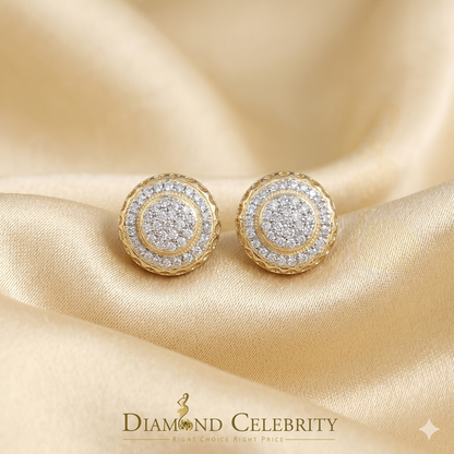 DiamondCelebritees 925 Sterling Silver 0.20ct Diamond For Women's/ Men's Yellow Stud Round Earrings