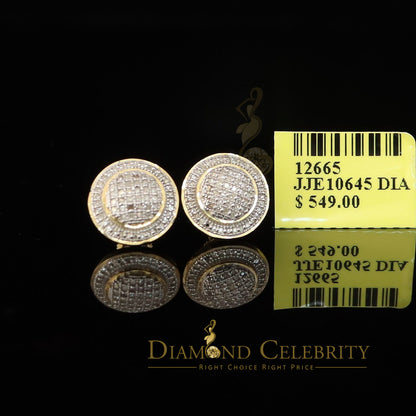 DiamondCelebritees Aretes Para Hombre Square 925 Yellow Silver 0.33ct Diamond Women & Men Earrings