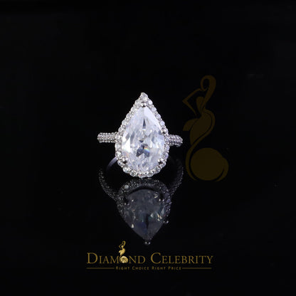 DiamondCelebritees 925 Cubic Zirconia Silver White Pear Shaped Engagement Ring Size 09 For Women's