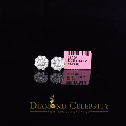 DiamondCelebritees  925 White Sterling Silver 2.88ct Cubic Zirconia Women's Hip Hop Floral Earrings