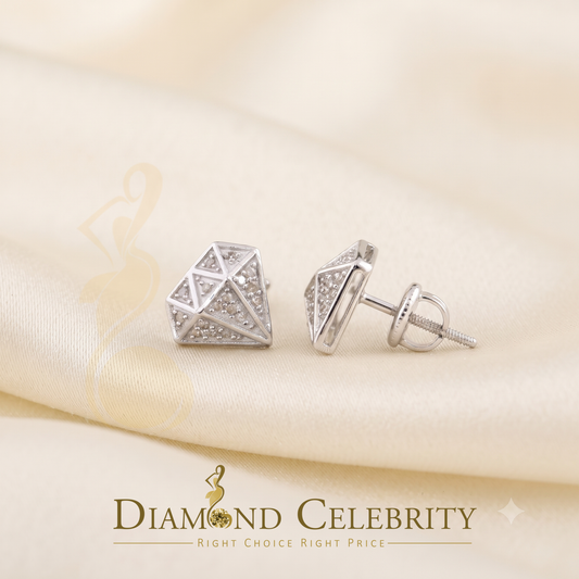 DiamondCelebritees 0.10 ct Silver Diamond White For Mens & Womens Hip Hop Stud Earring 925 Sterling
