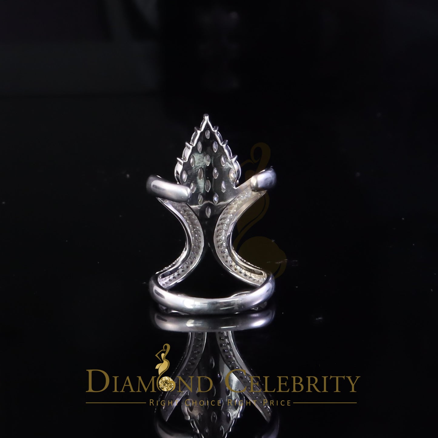 DiamondCelebritees Sterling White Silver 2.00ct Cubic Zirconia Cocktail Floral Womens Ring Size 6.5