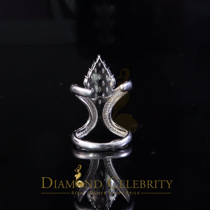 DiamondCelebritees Sterling White Silver 2.00ct Cubic Zirconia Cocktail Floral Womens Ring Size 6.5