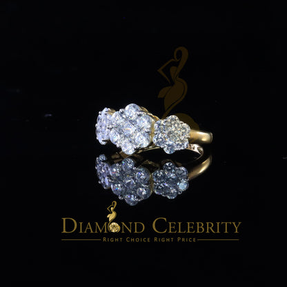 DiamondCelebritees 925 Sterling YellowSilver Cubic Zirconia 5.50ct Floral Set Womens Ring Size 6.50