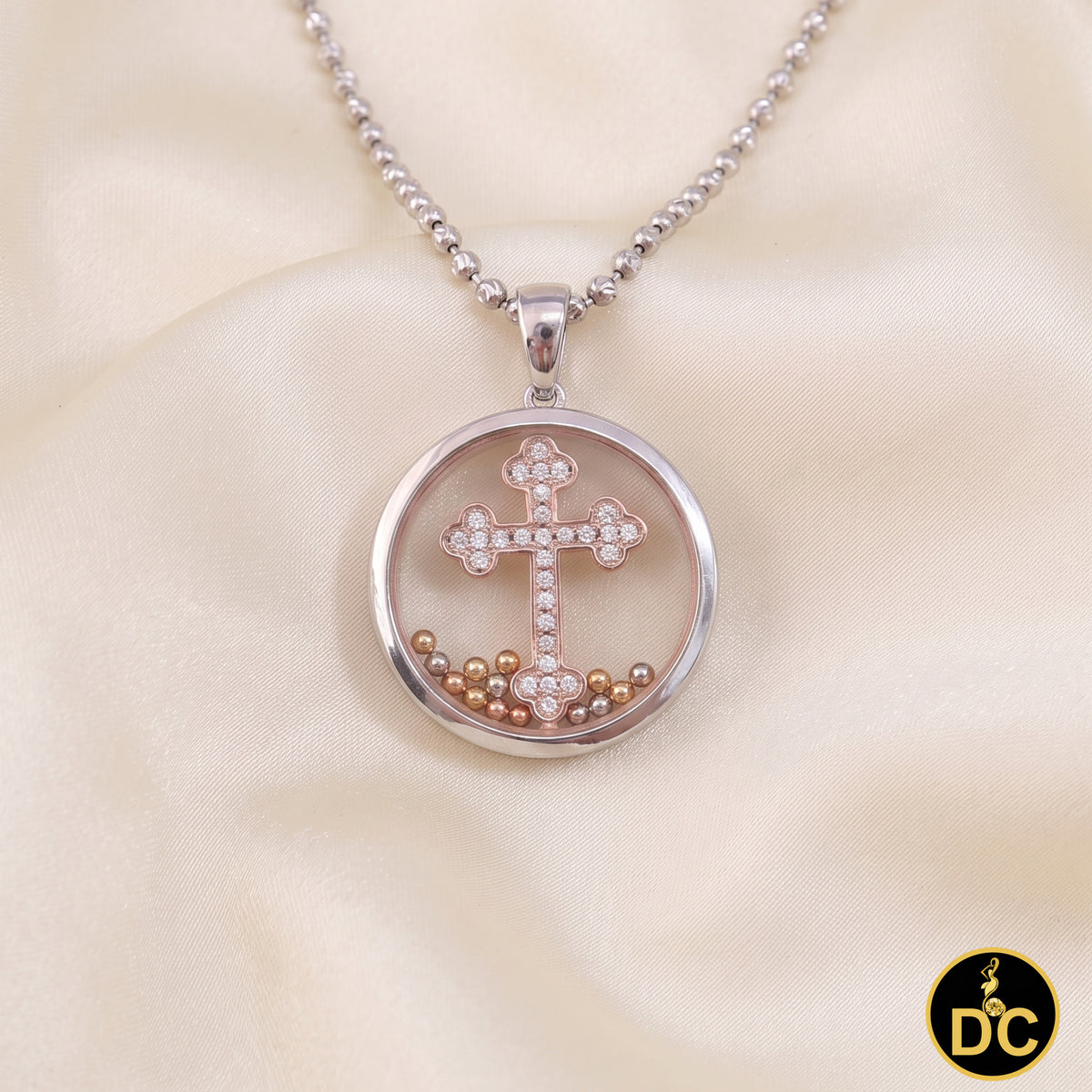 DiamondCelebritees Attractive White 925 Sterling Silver Charming Cross Pendant with Cubic Zirconia