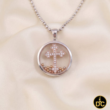 DiamondCelebritees Attractive White 925 Sterling Silver Charming Cross Pendant with Cubic Zirconia