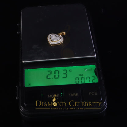 DiamondCelebritees  Small Yellow Real 0.25ct Diamond 925 Silver double Heart Charm Necklace Pendant
