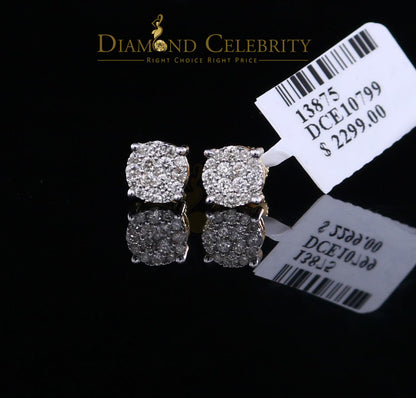 DiamondCelebritees 0.50CT Real Diamond 10K Real Yellow Gold Men's/Women's Stud Round Earring