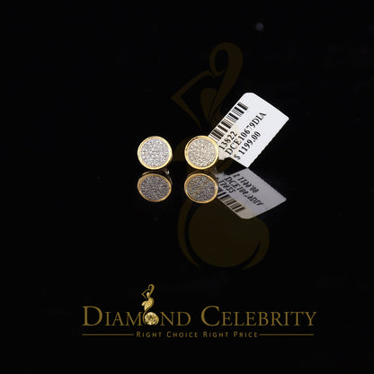 DiamondCelebritees 10K Real Yellow Gold with Real 0.15ct Diamonds Round Stud Earrings