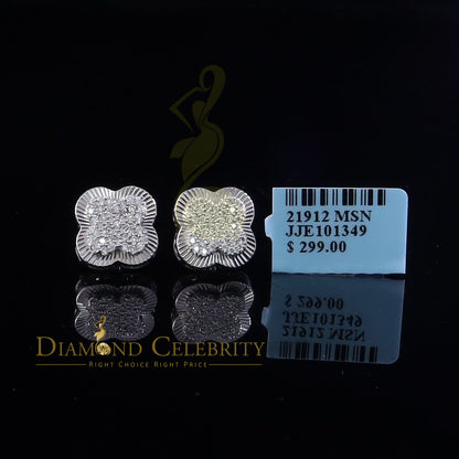 Diamondcelebritees 1.00ct 925 Sterling Silver Moissanite Clover Stud Earrings For Men & Women