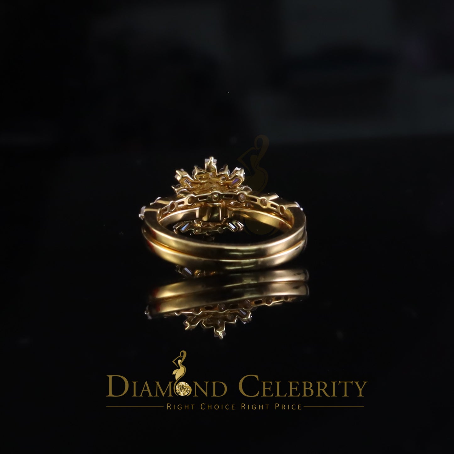 DiamondCelebritees New Solitaire Bridal Yellow Silver 1.25ct VVS D Moissanite Ring SZ 7 for Women
