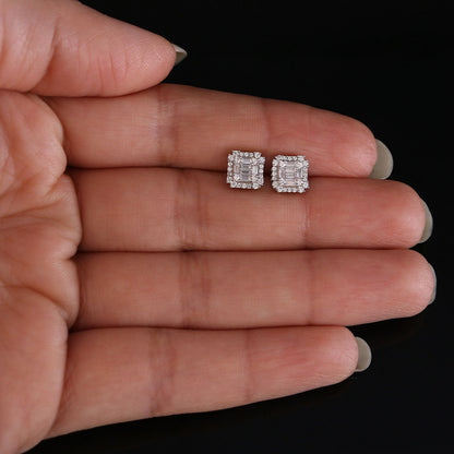 DiamondCelebritees  Hip Hop 925 White Sterling Silver 1.26ct Cubic Zirconia Women's Square Earrings