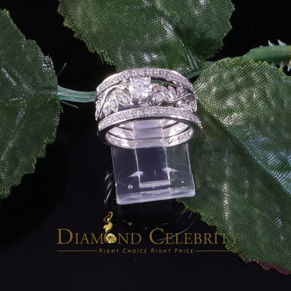 DiamondCelebritees 2.0ct Cubic Zirconia White 925 Sterling Silver Women 3PC Wedding Ring Size 7