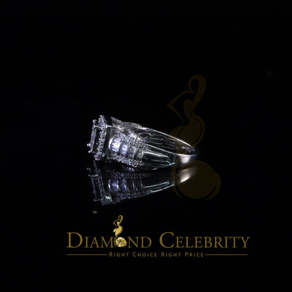 DiamondCelebritees 925 White Silver 4.0ct Square Shape Cubic Zirconia Engagement Womens Ring size 7