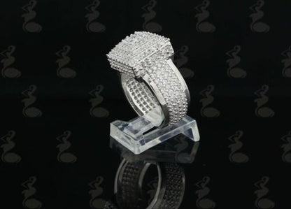 DiamondCelebritees 925 Silver White 8.50ct Cubic Zirconia Wide Square Womens Engagement Ring SZ 7.5