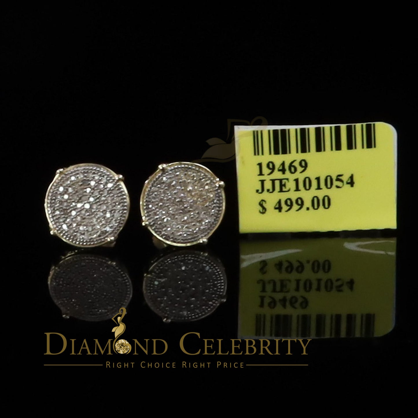 DiamondCelebritees Yellow 925 Sterling Silver 0.30ct Diamond For Women's/ Men's Stud Round Earrings