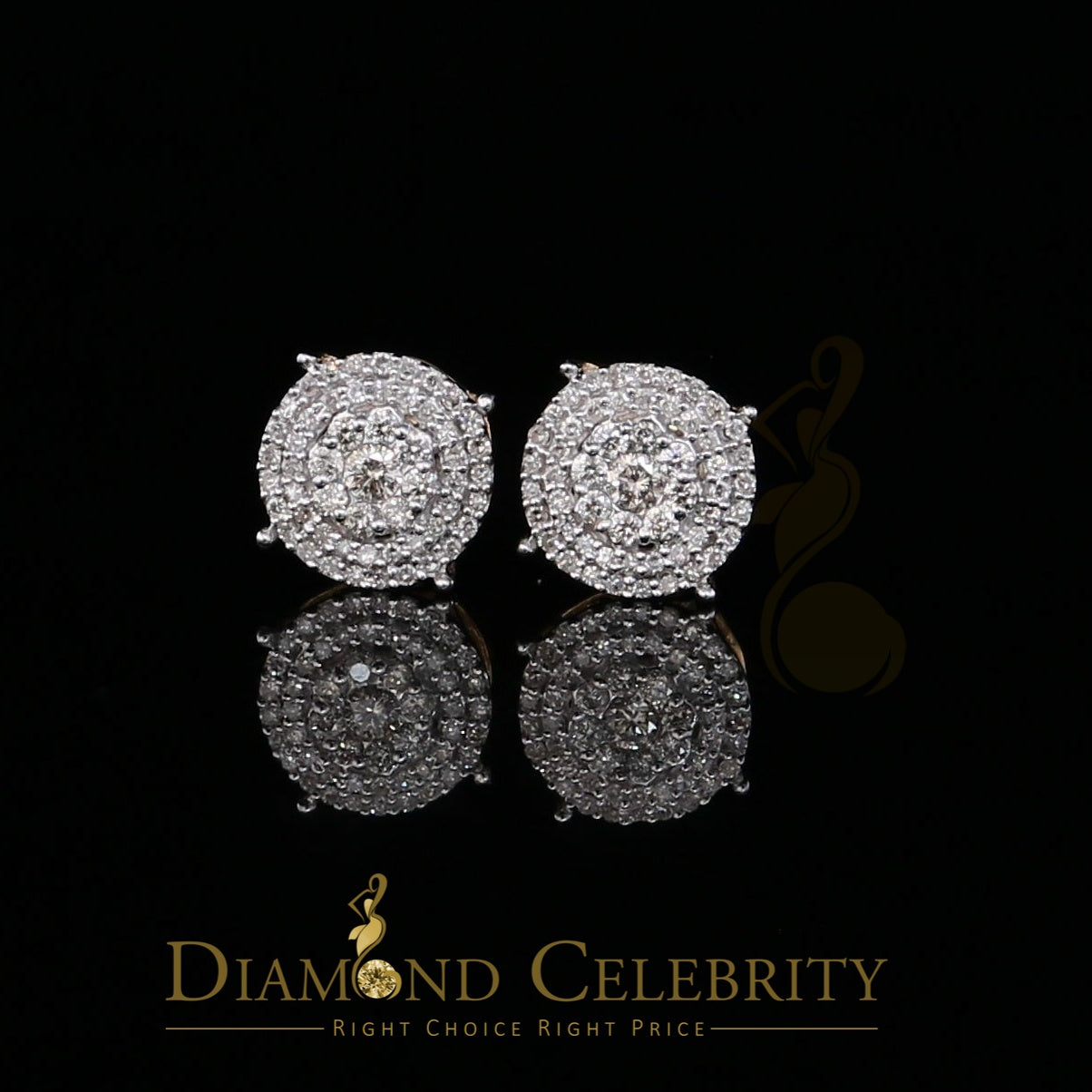 DiamondCelebritees 10K Real Yellow Gold with 0.80CT Real Diamond Men's/Women's Stud Earrings