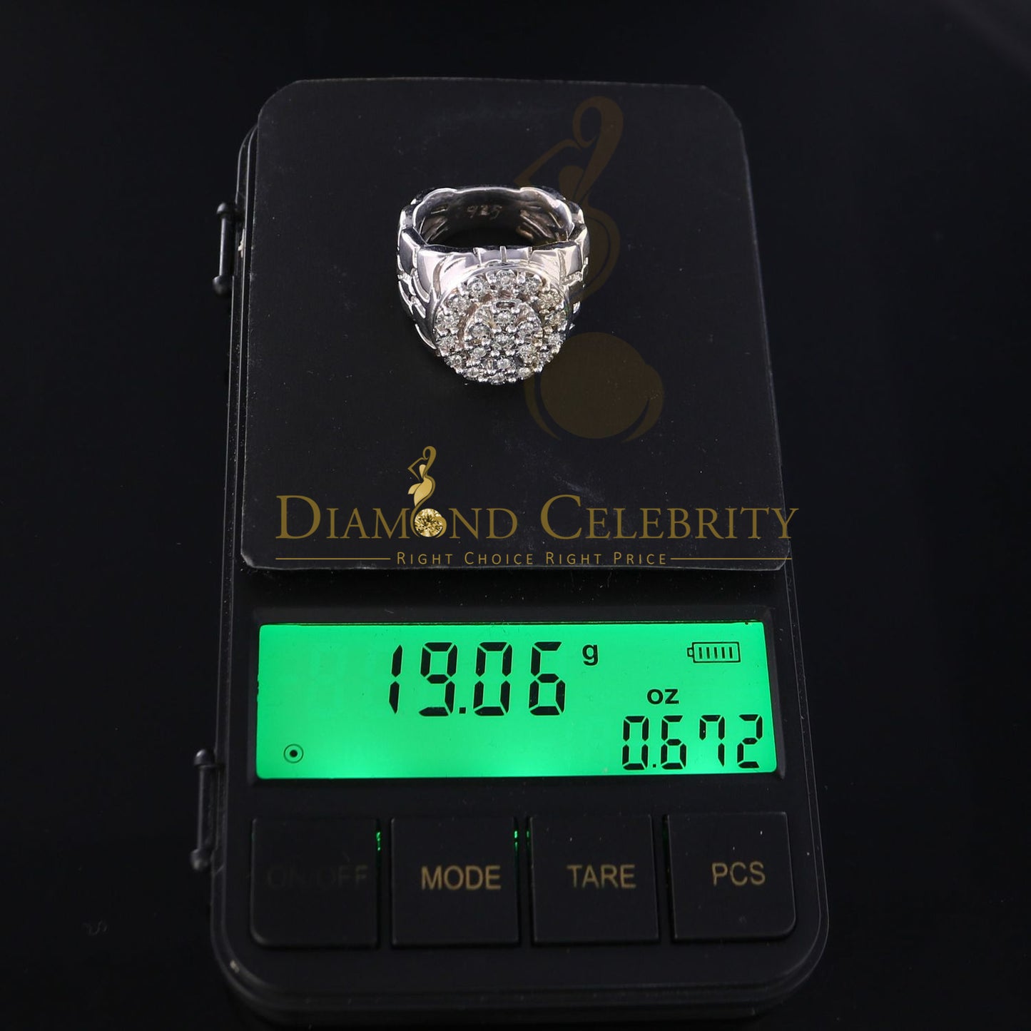 DiamondCelebritees 0.30CT Real Diamond Men's 925 Sterling Silver White Ring Size 8 Antique Design