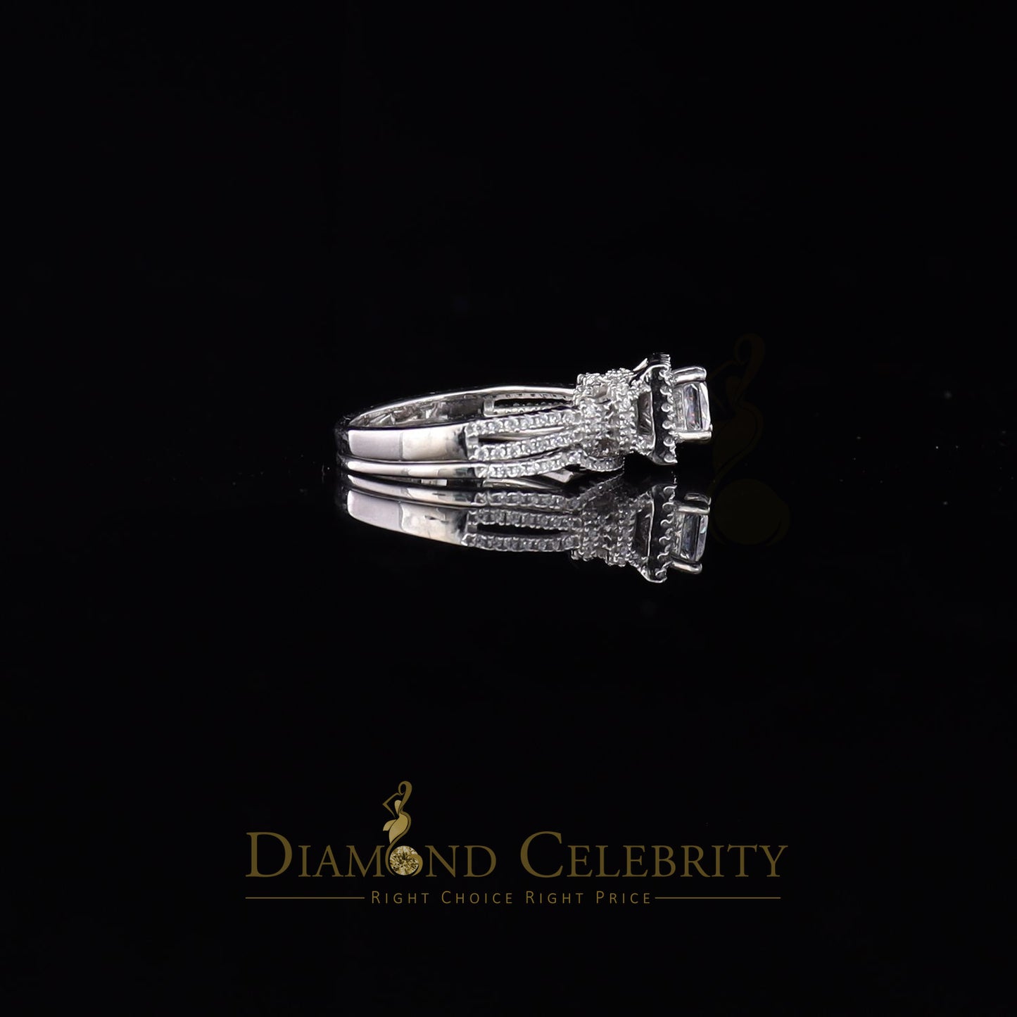 DiamondCelebritees Sterling Silver White Square 1.80ct Cubic Zirconia Womens Bridal Ring Size 7