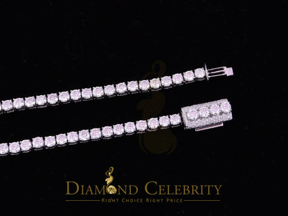 DiamondCelebritees 30ct White Moissanite 925 Silver Tennis Men's Necklace size 22inch & Width 4mm