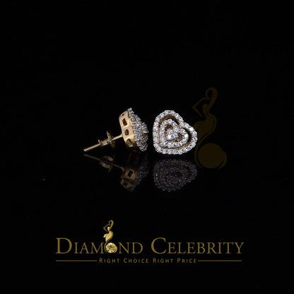 DiamondCelebritees  1.07ct Cubic Zirconia 925 Yellow Silver Women's & Men's Hip Hop Heart Earrings