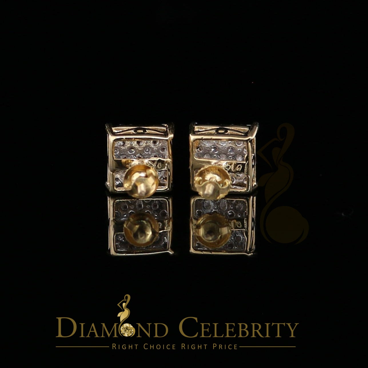 DiamondCelebritees 10K Real Yellow Gold with 1.00CT Real Diamond Men's/Women's Stud Earrings
