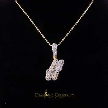 DiamondCelebritees Yellow Cursive 3D Alphabet Shape 925 Sterling Silver Cubic Zirconia Pendant