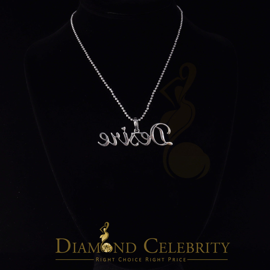 DiamondCelebritees White Desire Letter 925 Sterling Silver Pendant 2.49ct Cubic Zirconia stone