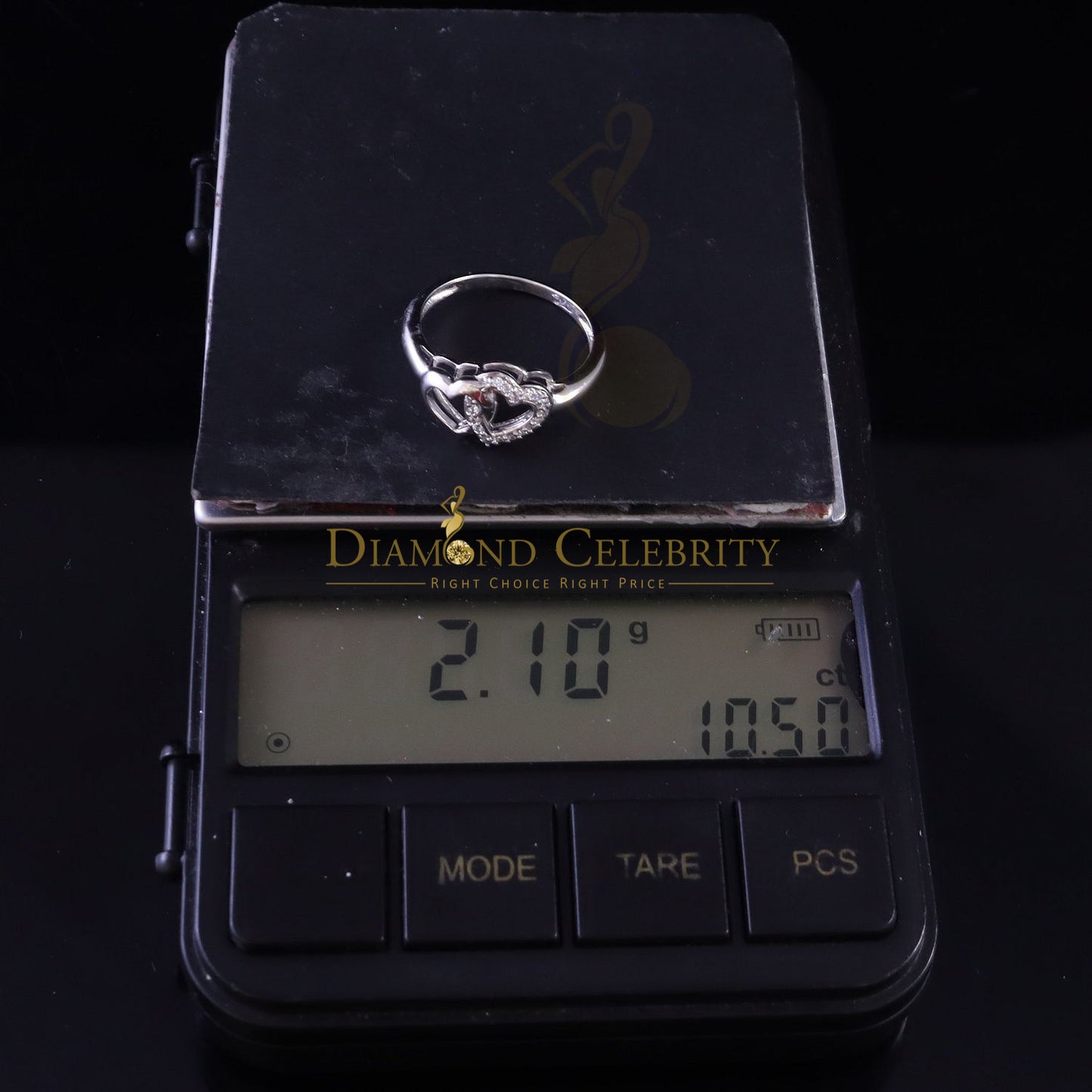 DiamondCelebritees 0.20 ct Cubic Zirconia 925 Sterling White Silver Heart Womens/Men's Ring Size 7