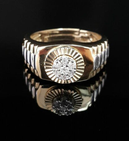 DiamondCelebritees Men's 0.30ct Cubic Zirconia Yellow Silver Round Adjustable Ring From SZ 9 to 11