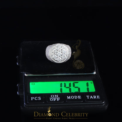 DiamondCelebritees Men's 12.5ct Cubic Zirconia white Silver Round Adjustable Ring From SZ 11 to13