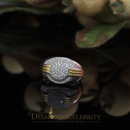 DiamondCelebritees Silver Sterling White 0.65ct Cubic Zirconia Round Wide Band Men Ring Big SZ 11