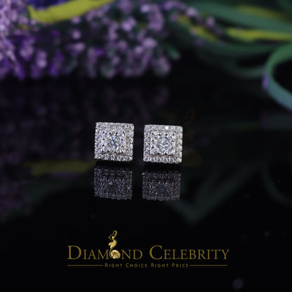 DiamondCelebritees  1.2ct Cubic Zirconia 925 White Sterling Silver Women's Hip Hop Square Earrings