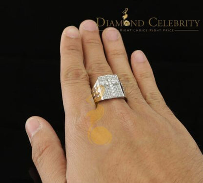 DiamondCelebritees 925 Silver White Cubic Zirconia 2.00ct Wide Square Men's Engagement Ring Size11