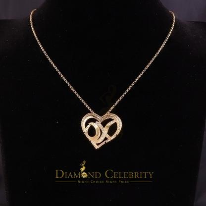 DiamondCelebritees  0.10ct Real Diamond Valentine Special "HEART" Pendant 925 Sterling Silver Yellow