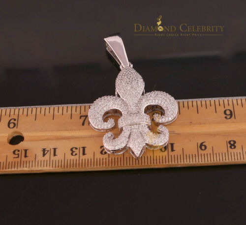 DiamondCelebritees White 925 Sterling Silver Fleur De Lis Shape Pendant with 4.59ct Cubic Zirconia
