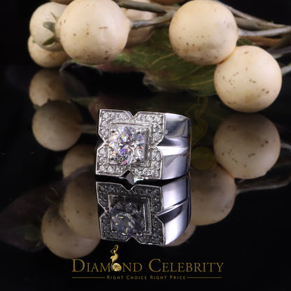 DiamondCelebritees 4.50ct Cubic Zirconia White 925 Silver Men's Adjustable Ring SZ From 9 to 11