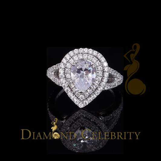 DiamondCelebritees 3.78ct Cubic Zirconia 925 White Silver Drew Drop Engagement Womens Ring Size 6.5