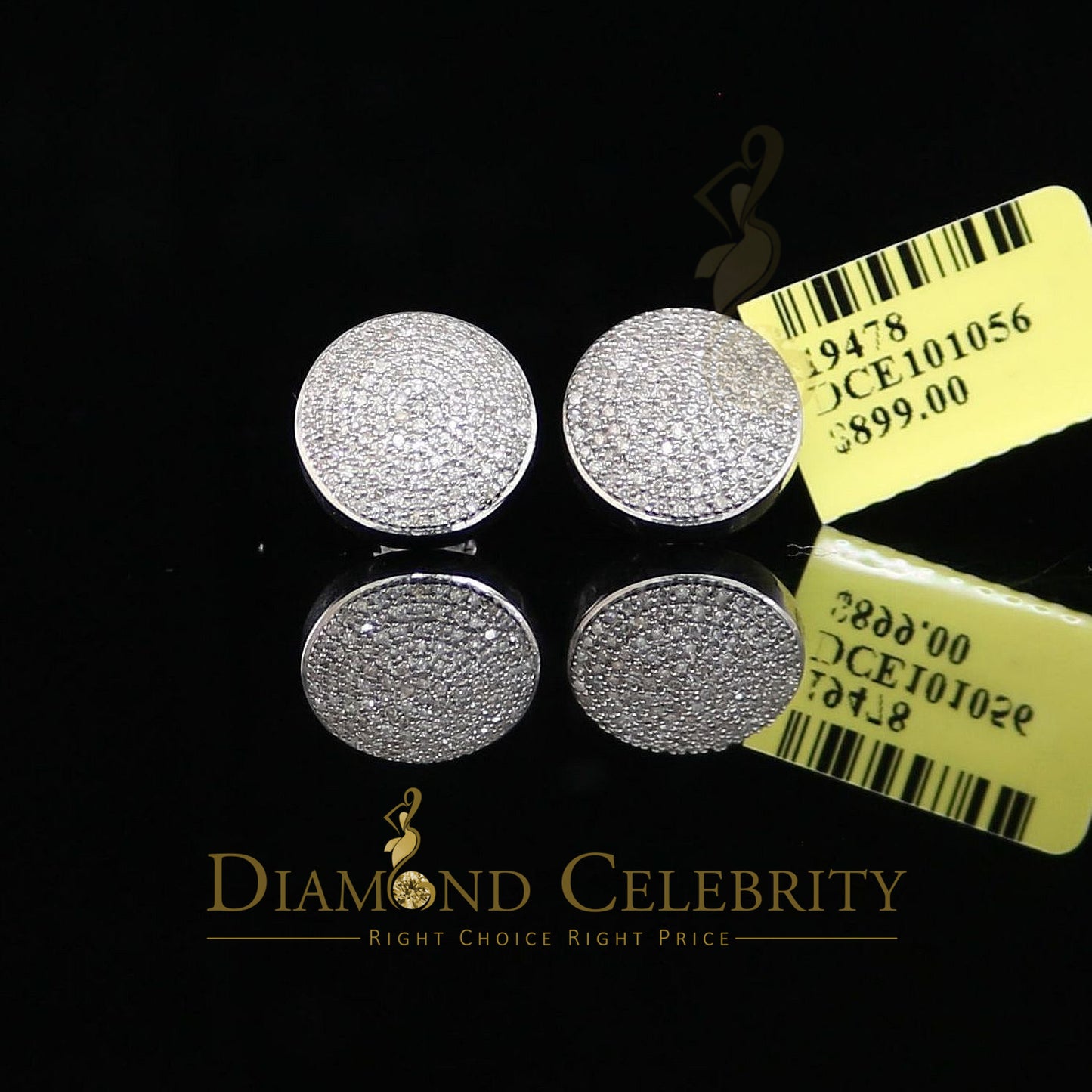 DiamondCelebritees 925 Sterling Silver White Hip Hop 0.66ct Diamond Men's/ Women's Stud Earrings