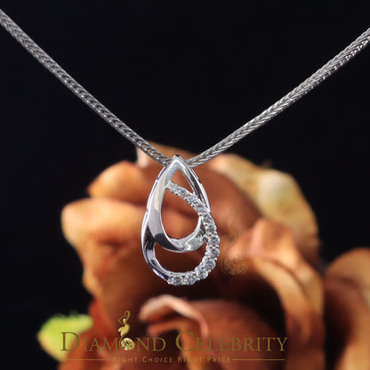 DiamondCelebritees Sterling White Silver Pear Fashion Pendant with 0.00ct Cubic Zirconia