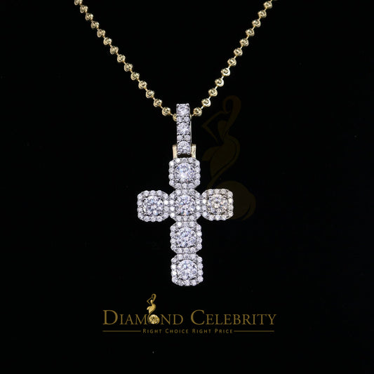 DiamondCelebritees Yellow 925 Sterling Silver Cross Fashion Pendant 8.03ct Cubic Zirconia Stone