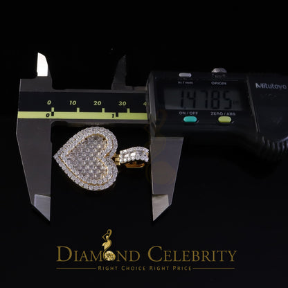 Diamondcelebritees 7.50ct VVS D Clr Moissanite 925 Yellow Silver Baguette Heart Pendant for Women's