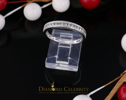 DiamondCelebritees Real 14kt White Gold with 0.20 CT Real Diamond Band Round Shape Ring Size 7